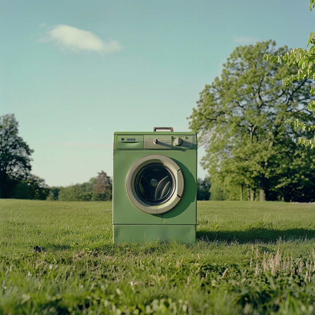Grøn vaskemaskine